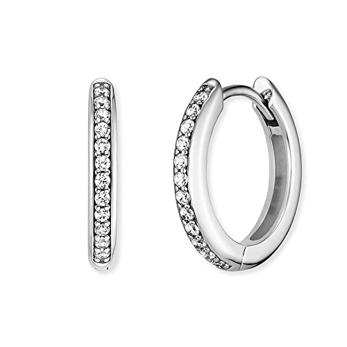 Engelsrufer filigrane Keep it so simple Damen Creole Lola aus Sterling Silber - besetzt mit 24 weißen Zirkonia Steinen - Clipverschluss - nickelfrei - Größe 16mm