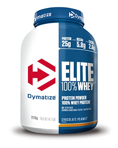 Dymatize Elite 100% Whey Chocolate Peanut 2170g - High Protein Low Sugar Pulver Whey Protein und BCAAs