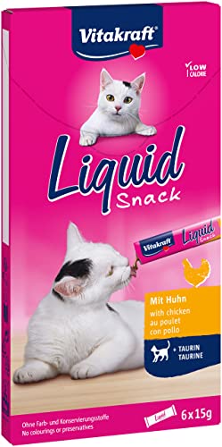 Vitakraft Liquid Snack flÃ¼ssiger Katzensnack Huhn Katzenleckerlies Taurin unterstÃ¼tzt die Augenfunktion unterstÃ¼tzt die Herzfunktion kalorienarm 1x 6 StÃ¼ck