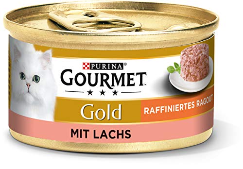 PURINA GOURMET Gold Raffiniertes Ragout Katzenfutter nass mit Lachs 12er Packx 85g
