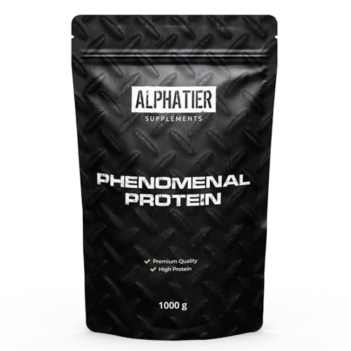 Alphatier Proteinpulver Vanille 1 kg - Eiweißpulver mit 80% Protein - Vanilla Powder Proteinshake ohne Whey Zucker Laktose - Eiweiß Pulver 1000 g