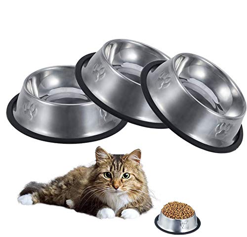 upain Edelstahl Futterschüssel Cat Bowl rutschfeste Wasser Fütterung Schüssel für Tiere Mehrweg