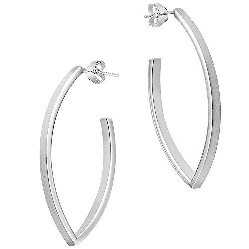 Vinani Damen Ohrstecker 925 Silber - Halb Creolen V-Form glänzend - Ohrringe aus 925 Sterling Silber für Frauen - 2CNN