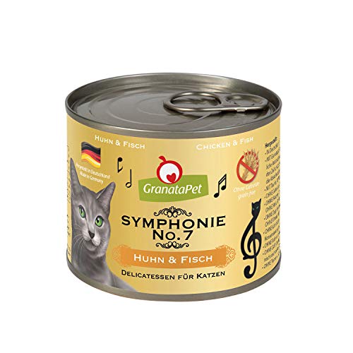 GranataPet Symphonie No. 7 Huhn Fisch 6 x 200 g Katzenfutter ohne Getreide Zuckerzusätze Filet in natürlichem Gelee delikates Nassfutter für Katzen