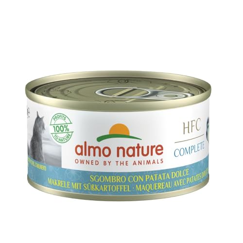 Almo Nature HFC Complete Makrele mit Süßkartoffel Nassfutter für ausgewachsene Katzen 24 Packungen 70 g