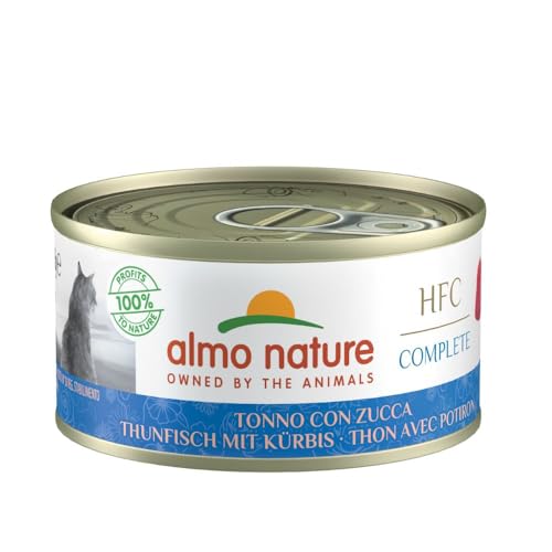 almo nature HFC Complete Wet Food for Adult Cats Tuna with Pumpkin 24 Cans of 70 g