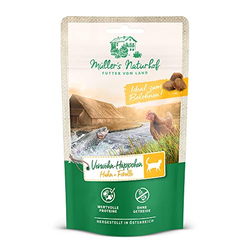 Müllers Naturhof - Huhn und Forelle - 7 x 50 g - Snack für Katzen - Katzensnack