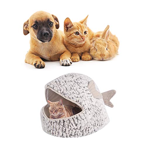 Jinyan Katzenhöhlenbett Goldfisch Neuheit Haustierhaus Welpennest Zelt Waschbar Warm Gemütlich Katze Schlafsack mit Abnehmbarem Kissen Katzenhund Welpen