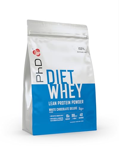 PhD Nutrition Diet Whey Protein Pulver 1kg Weiße Schokolade Deluxe Kalorienarmes High Protein Eiweißpulver zur Diät Unterstützung mit 16g Eiweiß pro Portion