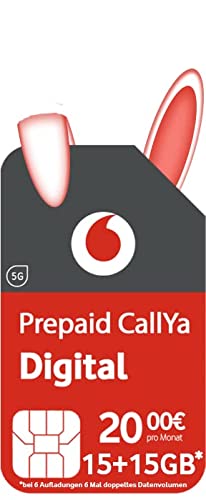 Vodafone CallYa Digital Oster Deal Jetzt doppeltes Datenvolumen 6 Monate 2x15GB 5G Netz ohne Vertrag 20 Euro Startguthaben Telefon  Flat