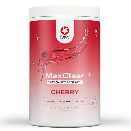 MaxiNutrition MaxClear Cherry 100% Clear Whey Protein Isolate 420g Protein Pulver mit 24g Eiweiß pro Portion erfrischend kalorienarm ohne künstliche Aromen