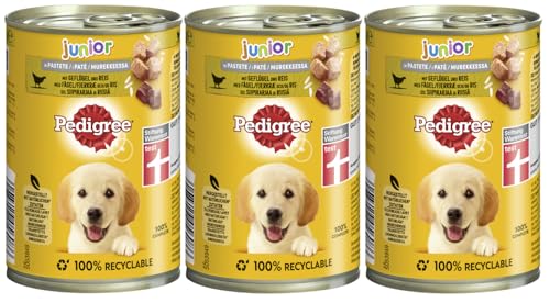 PEDIGREE Dose 400g - Verschiedene Sorten 3x400g Geflügel und Reis in Pastete - Junior