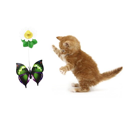 ESHOO Lustige elektronische Haustier Katze Spielzeug Rotierende Schmetterling Spielzeug für Kätzchen Katze 1 Stück Zufällige Farbe