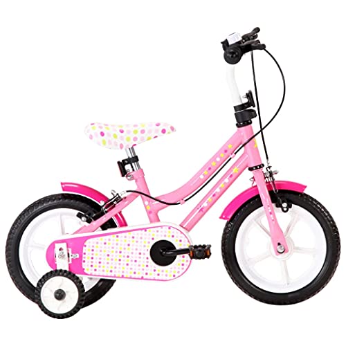 Susany Kinderfahrrad 12 Zoll Weiß und Rosa mit Kettenschutz Schutzblech Höhenverstellbarer Lenker Mädchenfahrrad Kinderrad Fahrrad für Kinder Mädchen