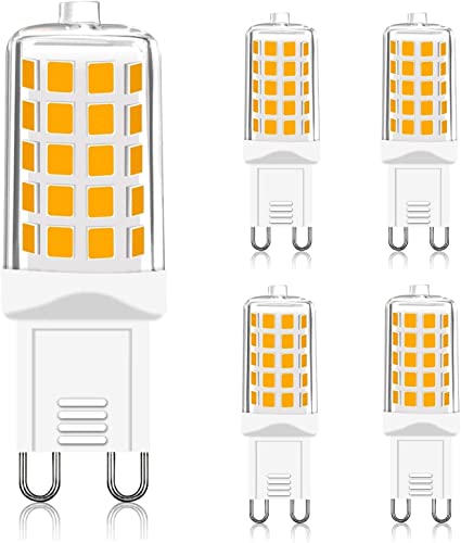 G9 LED Warmweiß Dimmbar 2700K 230V 4W Ersatz 40w G9 Halogenlampe 4W T4 Glühbirne G9 LED Leuchtmittel 450Lm Warmweiss für Drinnen und Draußen Schmücken Beleuchtung Kein Flackern Glühlampe 5er