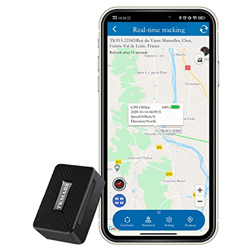 TKMARS TK913 Klein GPS Tracker 1500mAh magnetisch wasserdicht Mini Echtzeit-Ortungsgerät Peilsender ohne ABO mehrere Alarmmodi mit kostenloser App geeignet für Auto Koffer Kinder