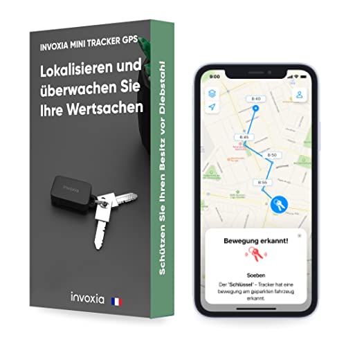 Invoxia Mini-GPS-Tracker - Wasserdichter GPS-Tracker mit Echtzeit-Diebstahlalarm - bis zu 3 Monate Akkulaufzeit - inklusive 3-Jahres-Abo- klein und leicht - Diebstahlschutz für Schlüssel Boot