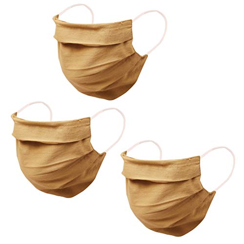 Filtertasche Nasensteg Doppelschicht Baumwollgewebe Gesichtsmaske Wiederverwendbare maschinenwaschbar Paßsitz mit elastischen Ohrschlaufen für Männer Frauen. Packung mit 3 . Khaki