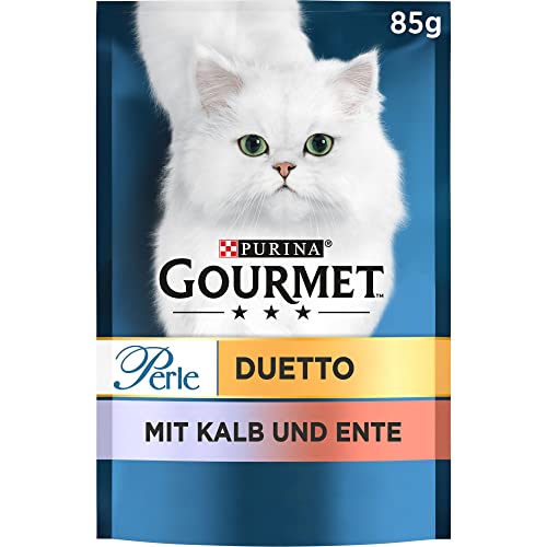 PURINA GOURMET Perle Duetto Katzenfutter nass mit Kalb und Ente 24er Pack 24 x 85g