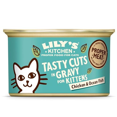 Lily s Kitchen Natural Adult Wet Cat Food in Gravy - Chicken Ocean Fish Tasty Cuts - Complete Grain-Free Recipes 24 Tins x 85g