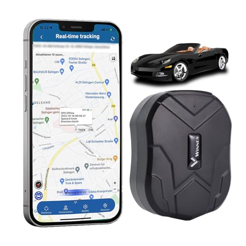 Winnes GPS Tracker Ohne ABO App 4G GPS Tracker Auto Stark Magnetisch Wasserdicht 5000mAh Akku Ortungsgerät für Fahrrad Motorrad Anti Verlust Alarm Mehrere Alarmmodi Tk905 Locator