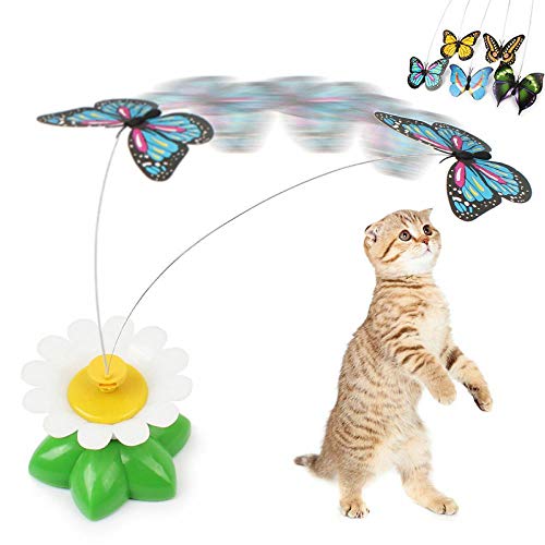 PiniceCore Haustier elektrische drehende Bunte Schmetterlings Vogel lustiges Stahldraht Teaser Pet Kitten Hunde Produkte Haustiere