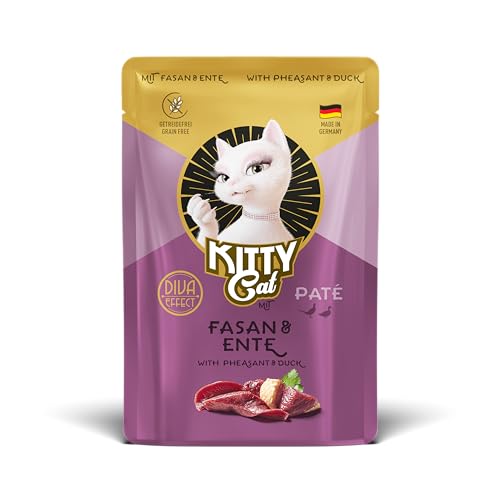 KITTY Cat Pat Fasan Ente 6 x 85 g Nassfutter für Katzen getreidefreies Katzenfutter mit Taurin Lachsöl und Grünlippmuschel Alleinfuttermittel mit hohem Fleischanteil Made in Germany