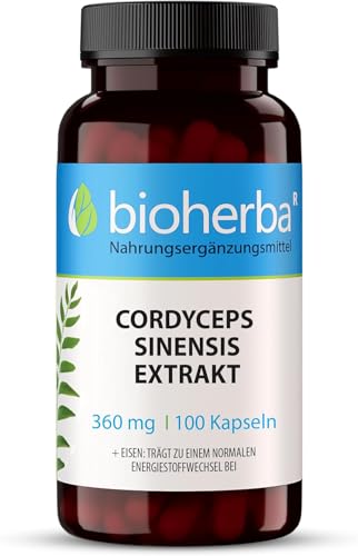 Cordyceps Kapseln hochdosiert 1440 mg pro Tag 100 Kapseln Cordyceps sinensis Vitalpilze Extrakt 40% Polysaccharide Tibetischer Raupenpilz Eisenangereichert PZN 17190298 von BIOHERBA