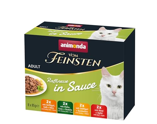 animonda Vom Feinsten Adult Katzenfutter Raffinesse Nassfutter in Sauce für ausgewachsene Katzen 8 x 85 g Mixpack