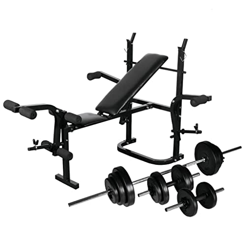 WIFESE Hantelbank mit Ablage 147x123x103 cm Langhantel und Kurzhantel-Set 30 5 kg FitnessgeräTe FüR Zuhause SportgeräTe Zuhause Hantelbank mit Gewichten Hantelbank Klappbar Hantelscheiben