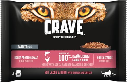 CRAVE Katze Pouch Pat mit Lachs Huhn 4x85g