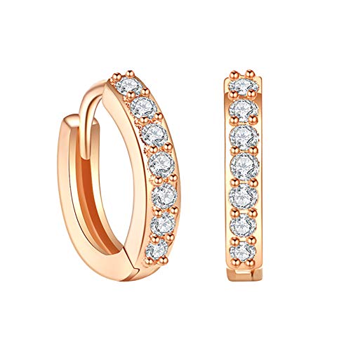 DeaAmyGline Ohrringe Silber 925 Creolen- Silber Ohrringe Damen 925 Hängend Hoop Ohrringe mit Kristall Strass Zirkonia - Geschenke für Frauen Mädchen Silber Gold Rosegold 12mm