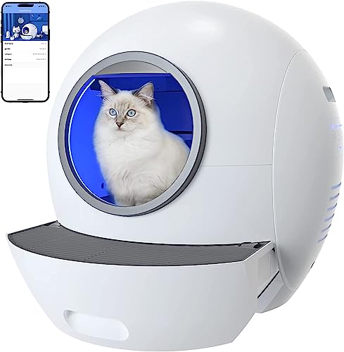 Neu ELS PET WiFi Selbstreinigende Katzentoilette Automatisches Katzenklo mit APP Kontrol Max Kapazität LED Alert Licht Katzenklo Selbstreinigend für Ihre Katzen - Weiß