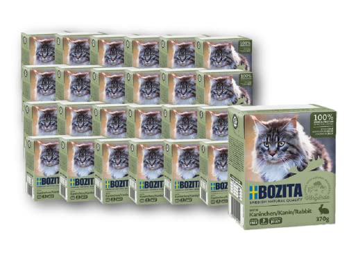 BOZITA Cat Häppchen in Gelee mit Kaninchen - Sparpaket 24 x 370g Katzenfutter nass - Tetrapack
