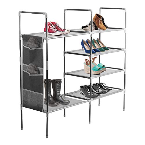 Halfter 4 Etagen stapelbar Edelstahl Rahmen für 15 Paar Schuhe 91 2x 30x 84 cm Schwarz