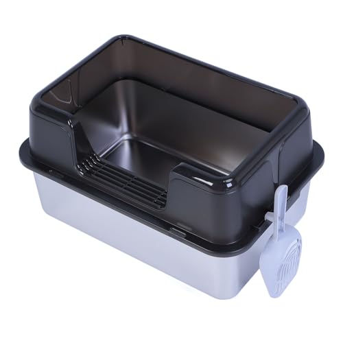  20L XL Extraße Stainless Steel Litter Box 28 cm Hohe Extraße für Alle Black