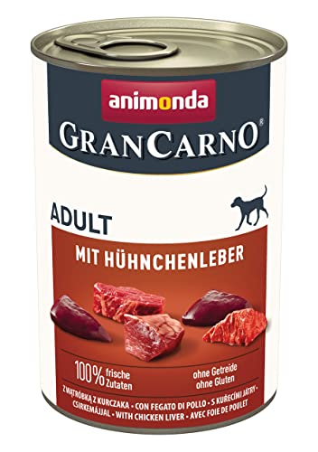 animonda GranCarno Adult Nassfutter für Hunde Hundenassfutter für Erwachsene Hunde mit Hühnchenleber 12 x 400 g