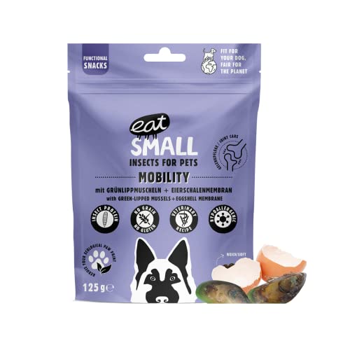 EAT SMALL Mobility Snack 1x125g Trockenfutter mit Insekten nachhaltig hypoallergen fördert die Gelenkgesundheit Belohnung und Motivation oder zwischendurch ohne Gluten und Zucker