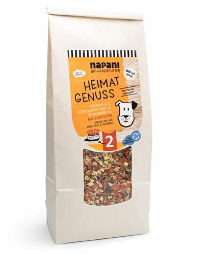 napani - Bio Hundeflocken Obst-Gemüsemischung aus Bio Zucchini Bio Karotten Bio Apfel Würfel für Hunde vegan glutenfrei histaminarm Heimat Genuss 1 x 500g