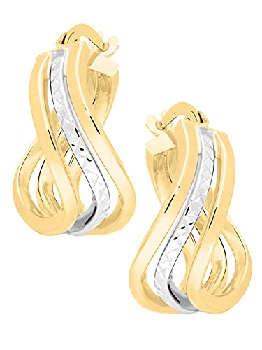 My Gold Damen Creolen Ohrringe 333 Weißgold Gelbgold 8 Karat Damenohrringe Bicolor 20mm x 9mm Isadora C-07993-G362