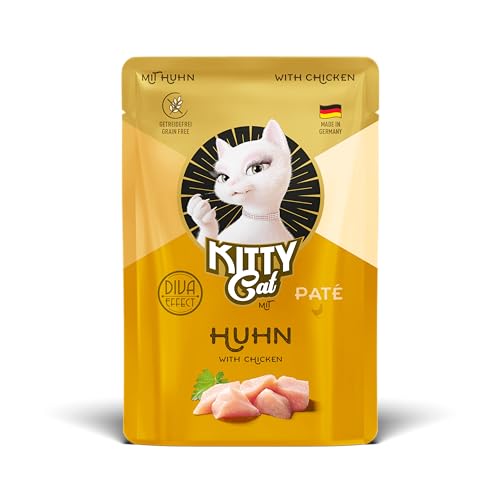 KITTY Cat Pat Huhn 6 x 85 g Nassfutter für Katzen getreidefreies Katzenfutter mit Taurin Lachsöl und Grünlippmuschel Alleinfuttermittel mit hohem Fleischanteil Made in Germany