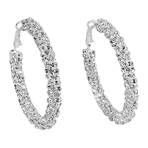 Glänzende große Creolen für Frauen Mädchen Boho Strass Big Wrapped Hoops Dangle Huggie Ohrring Leicht Bequem Funkeln Hochzeit Weihnachten Geburtstag Schmuck Geschenke 50 mm Metall Zirkonia