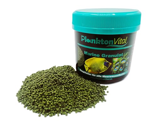 PlanktonVital Marine Granulat Premium Fischfutter Alleinfutter für Vitalität und Farbenpracht für alle Fische Aquariumfutter Meerwasser Süßwasser Zierfische 250 ml