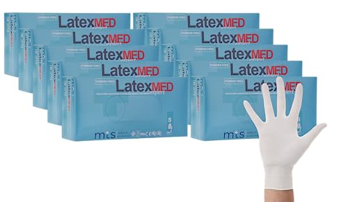 MTS Safety Protection M   1000ück Latexhandschuhe Weiß   Puderfreie Natural Latex Gummihandschuhe Gloves M 1000ück