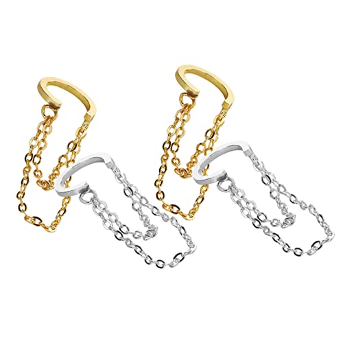 OATIPHO 2 Paar Quasten Ohrmanschetten Strass Ohrringe Für Mädchen Helix Ohrringe Schmuck Neon Ohrringe Für Frauen Einfädler Kettenohrringe Ohrstecker Clip Gold Creolen