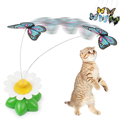 XYSQWZ Cat Butterfly Toys cat Fun Toy Butterfly Electric Rotating cat Toy Battery Not Included Random Color