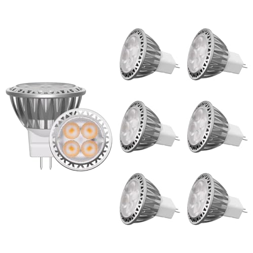 GU4 LED Warmweiss 2700K 12V 3W MR11 LED 250lm 6er Nicht Dimmbar 3W Ersetzen 35W Halogen-Äquivalent Warmweiß Glühbirnen Spot-Licht Aluminium Lampen für Landschaftsschienenbeleuchtung im Freien