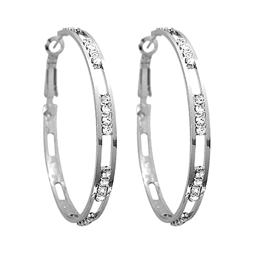 IKFIVQD Stern 1 Paar große Kreolen Kreis Strassstein dünn baumelnd elegante Hochzeit Accessoires für Perlen Ohrclips