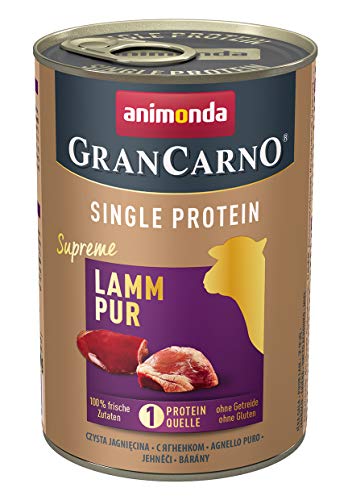 GranCarno Hunde Nassfutter Single Protein Lamm pur 6 x 400g Hundefutter nass ohne Getreide und Zucker von animonda für ausgewachsene Hunde mit frischen fleischlichen Zutaten