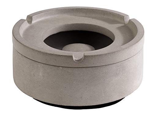 APS Wind-Aschenbecher Element Premium Aschenbecher aus Beton 3 Rillen für die Zigarettenablage Ascher mit möbelschonender Unterseite 10 5 x 5cm Beton Grau